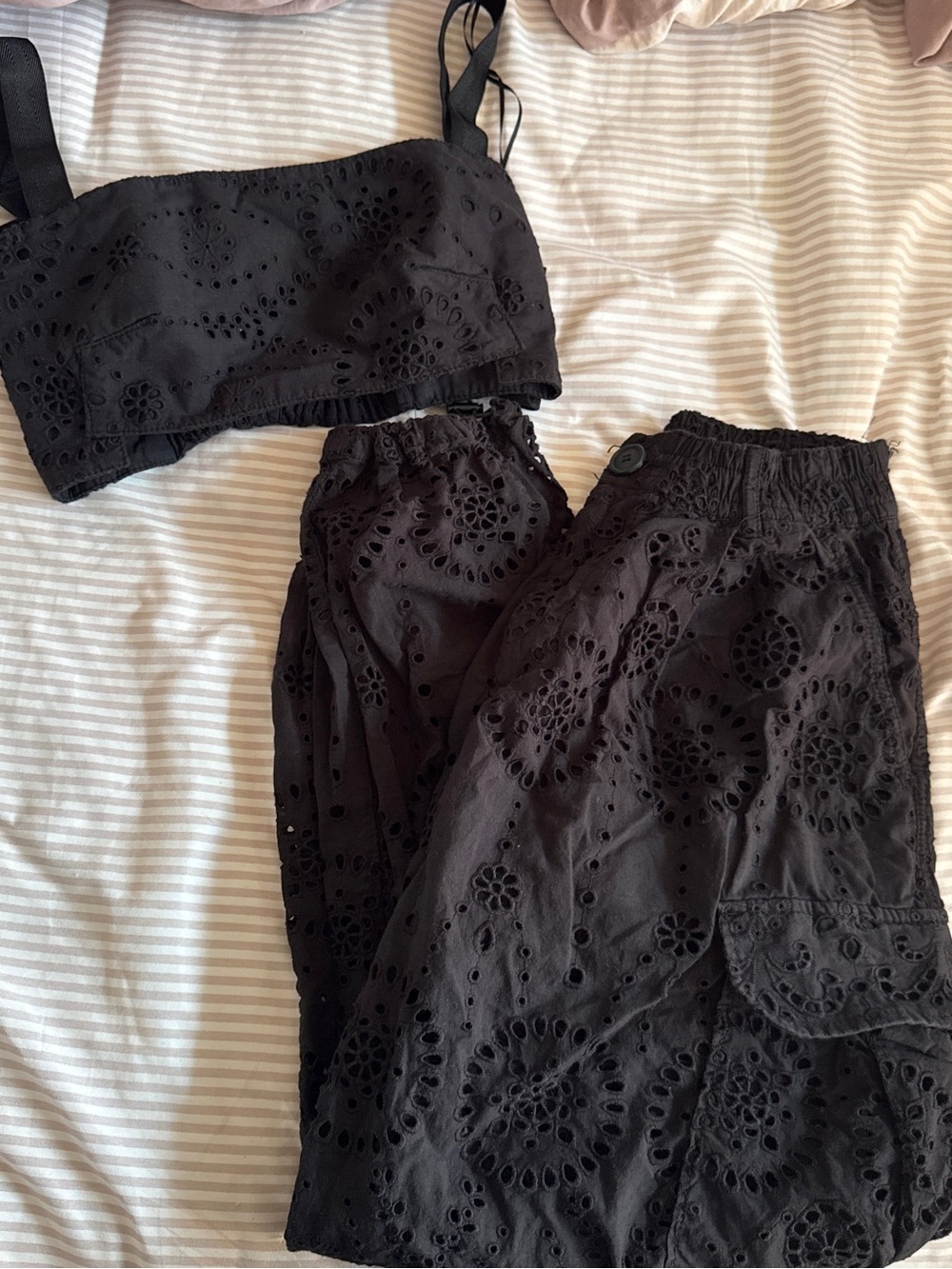 Zara Black Eyelet Cotton floral set